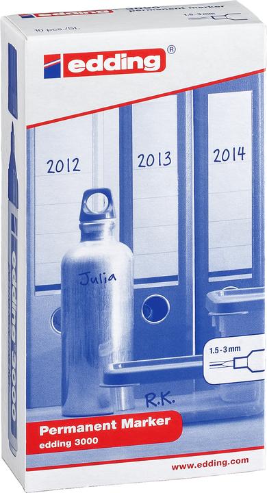 Produktbild Edding Permanentmarker (Black, White, 3 mm, 10 x)