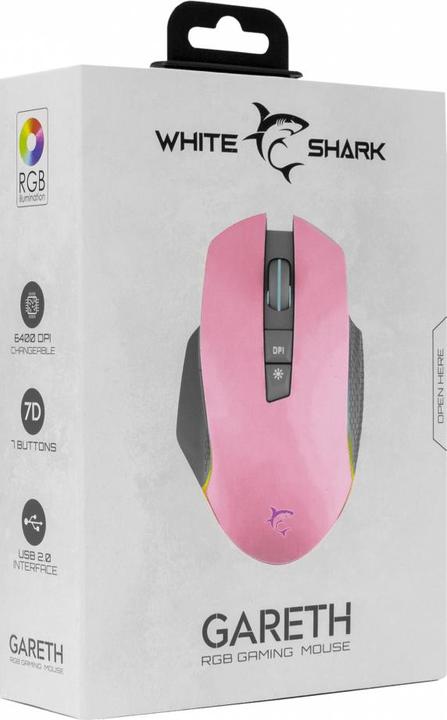 Image du produit White Shark Souris de jeu Gareth rose avec illumination RGB (Filaire)