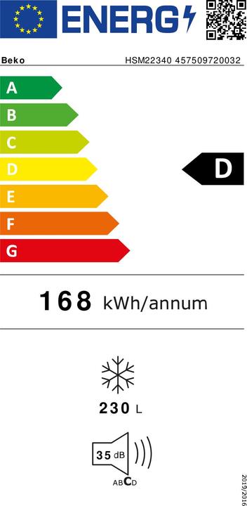Energie-Label Beko DIEPVRIEZER KOFFER HSM22340 (Freistehend, 230 l)