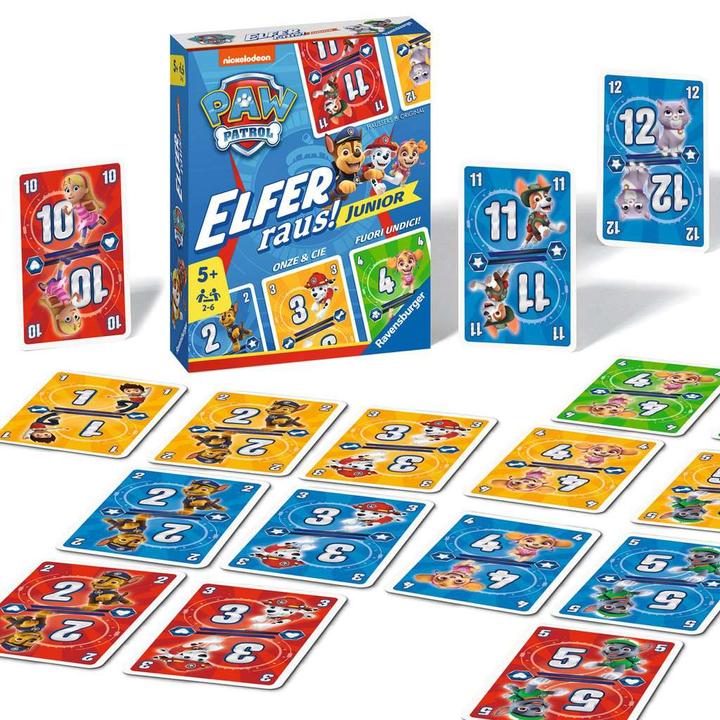 Immagine prodotto Ravensburger 20953 PAW Patrol Elfer raus! Junior - Semplice gioco di carte per 2-6 giocatori 5+ (Tedesco, Francese, Italiano)
