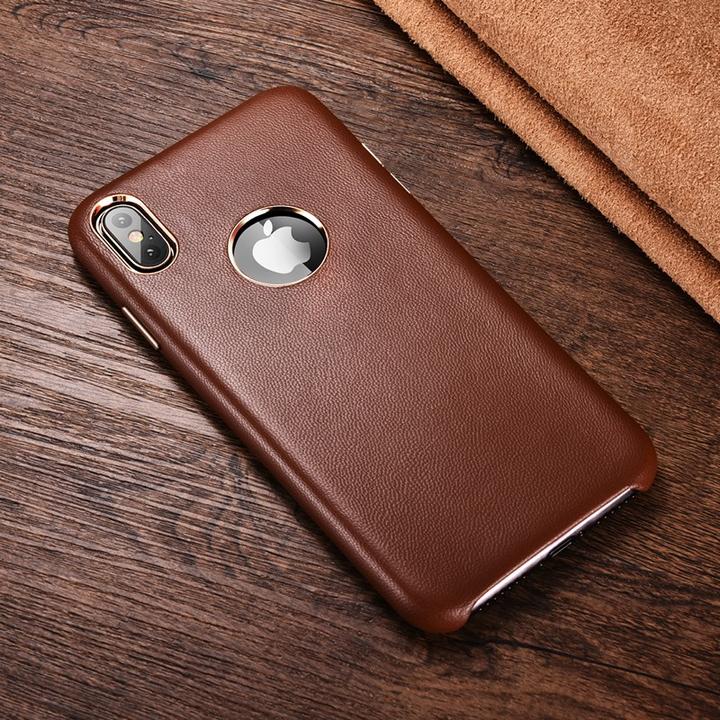 Immagine prodotto Xoomz Custodia per iPhone XS Max in vera pelle di agnello marrone (Apple iPhone XS Max)