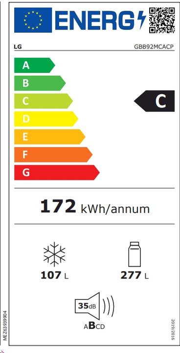 Energy Label LG GBB92MCACP (384 l)
