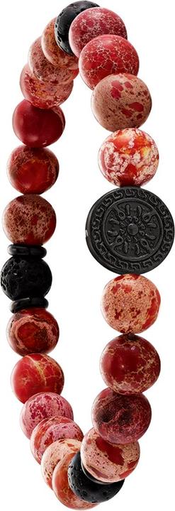 Immagine prodotto Jourdan Bracciale in acciaio nero, diaspro imperiale rosso, pietra lavica (21 cm, Pietre naturali)