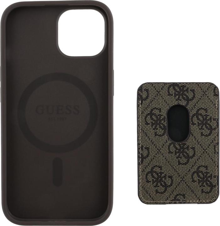 Immagine prodotto Guess 4G Stripes case with Magsafe wallet for iPhone 15 brown (Apple iPhone 15)