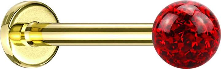 Image du produit Star Piercing Micro Labret plaqué or avec boule de cristal rouge couche de protection en époxy (Titane G23, sans laiton)