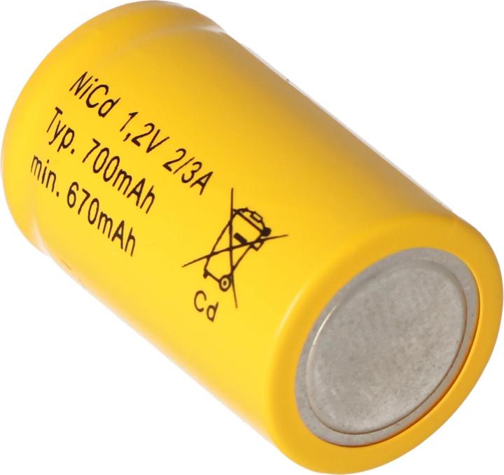 Actual product image Panasonic Battery KR-600AE 2/3 A Cadnica, Flat Top without solder tag (1 pcs., 700 mAh, Chargers without battery)