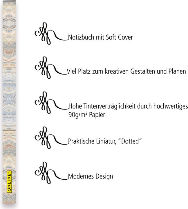 Actual product image Online Bullet Journal A5 02248 Marble 96 sheets (A5, Hardcover)