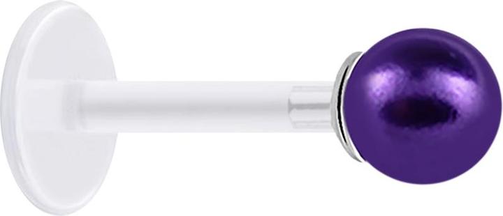 Immagine prodotto Star Piercing Micro Labret trasparente con sfera di perle viola (Argento 925, senza ottone, Bioflex)