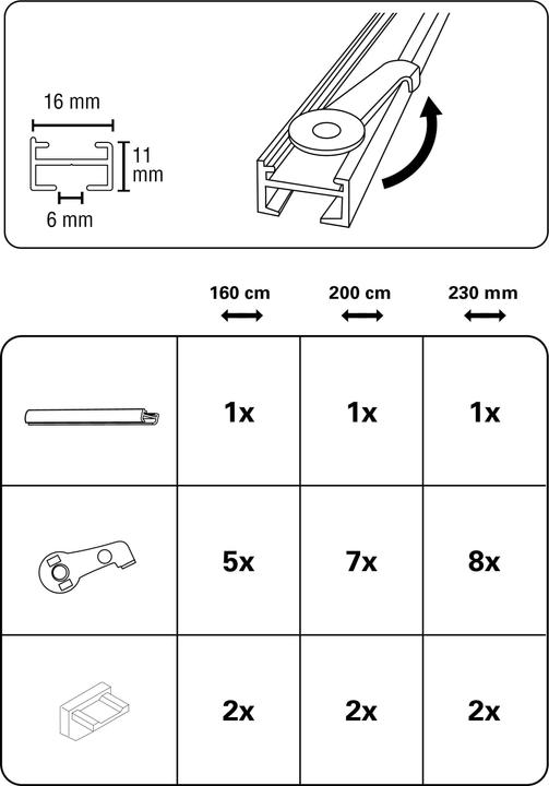 Nutritional values and ingredients Gardinia Aluminium curtain track set 1 run Lucy