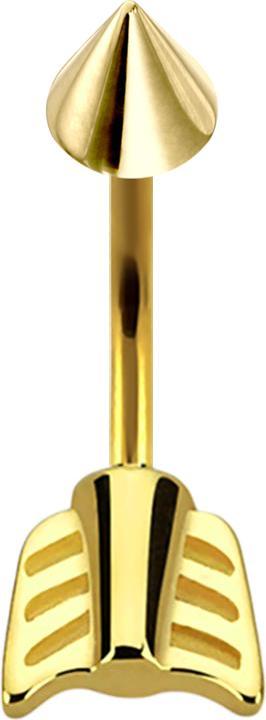 Star Piercing Micro Banane vergoldet mit Cone und Pfeil (ohne Messing, Chirurgenstahl 316L)