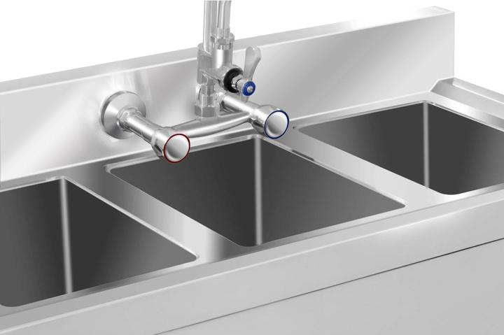 Image du produit Royal Catering Evier professionnel – 3 Bacs – 100 x 50 x 97 cm (Éviers à poser, 25 cm, 100 cm)