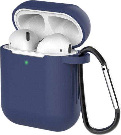 Produktbild Hurtel Case for AirPods 2 / AirPods 1 silicone soft case for headphones + keychain carabiner pendant blue ( (Kopfhörer Tasche)
