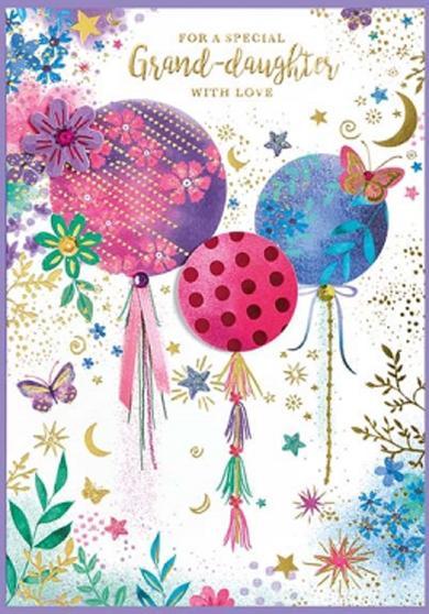 Actual product image Simon Elvin Grand Daughter Isabal Garden Balloons Greetings Card (Pack of 6) (6 pcs.)