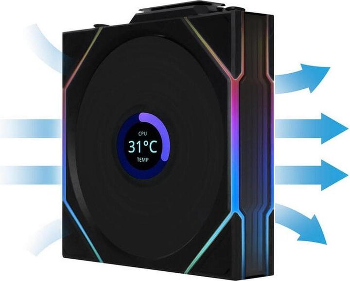 Actual product image Lian-Li UNI FAN TL Wireless LCD Lüfter, ARGB, PWM - 120 mm, schwarz (120 mm, 1 x)