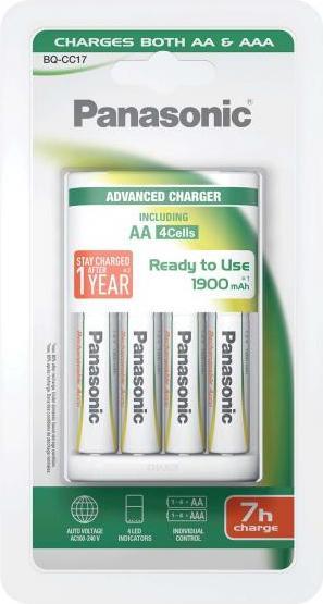 Image du produit Panasonic Chargeur avancé BQ-CC17 (4 pcs, AAA, AA, 1900 mAh, Piles rechargeables + chargeur)