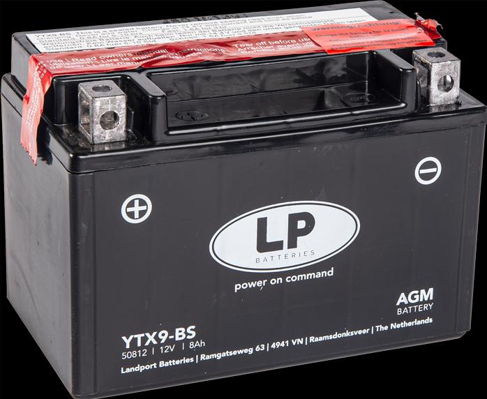 Actual product image Landport Motorbike battery AGM YTX9-BS 12V 8Ah/10h (12 V, 8 Ah)