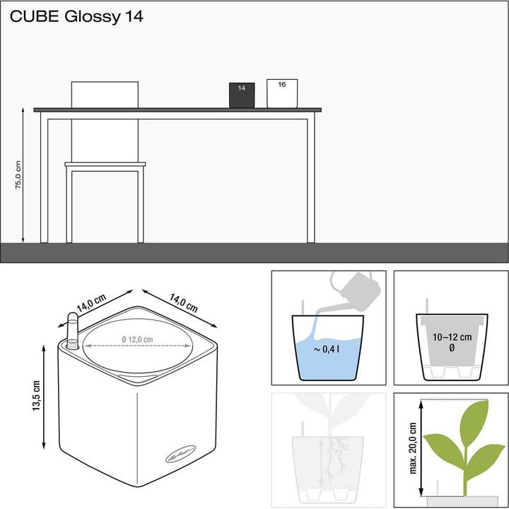 Image du produit Lechuza Cube Glossy 14 (14 cm)