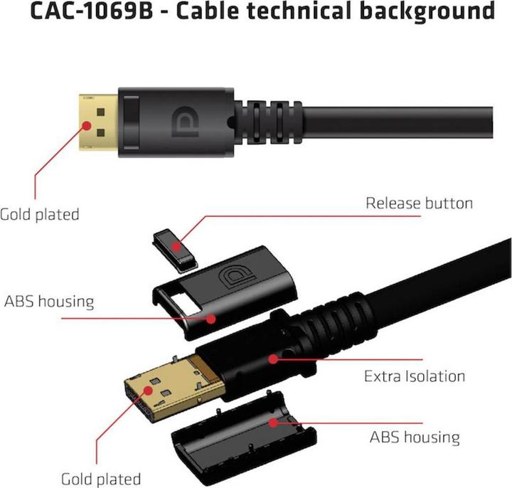 Actual product image Club 3D DisplayPort 1.4 HBR3 8K Cable M/M /13.12ft (4 m, DisplayPort)