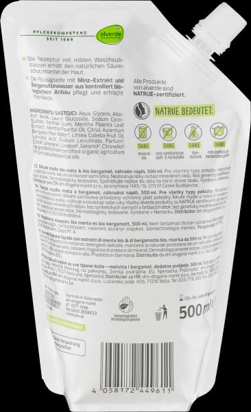 Produktbild dm alverde Flüssigseife Bio-Minze Bio-Bergamotte (Handseife Nachfüllpackung, 500 ml)
