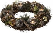 Produktbild IKO Adventskranz rund in gold/braun für Teelichter d=3