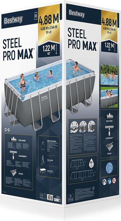 Produktbild Bestway Steel Pro MAX Frame Pool Komplet t-Set (488 x 244 x 122 cm)