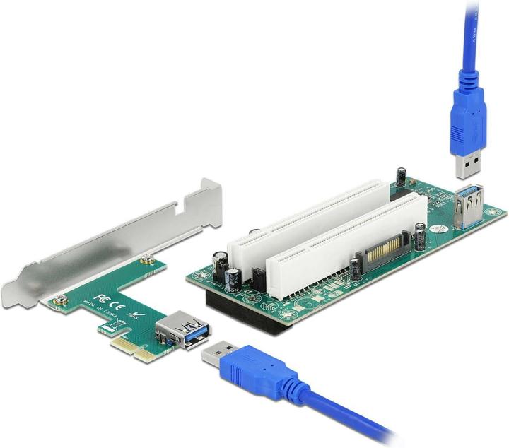 Actual product image Delock Riser card PCI Express x1 to 2 x PCI 32 bit slot with 60 cm cable