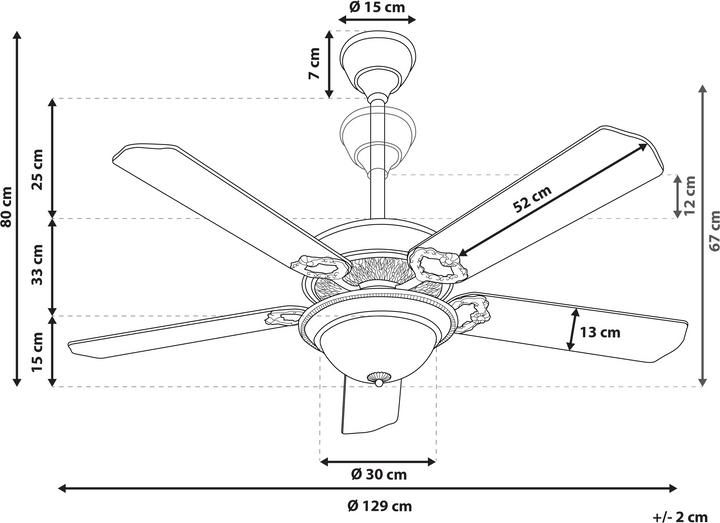 Actual product image Beliani Ceiling fan with light dark wood colour / gold BEGEJ (90 dB)