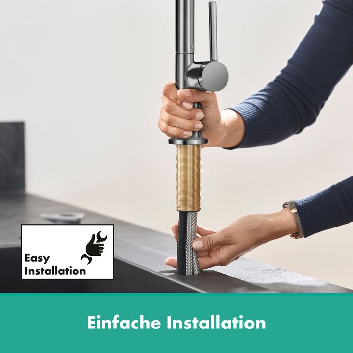 Image du produit hansgrohe Mitigeur d'évier 210 Talis M54 douchette extractible, 2 jets brushed black chromé