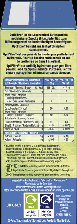 Nährwerte und Zutaten Optifibre Pulver 16 Beutel (16 Stück, Pulver, Granulat, 80 g)