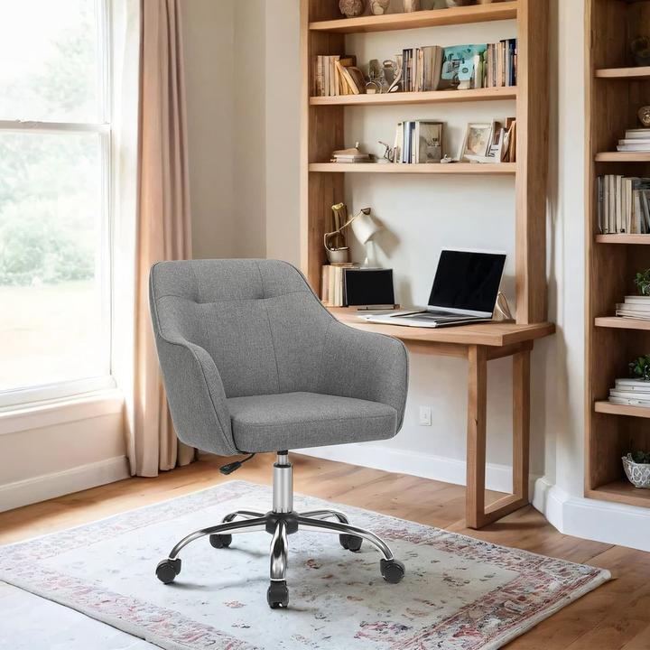 Actual product image Songmics Office chair, OBG019G01V1 grey fabric, silver frame