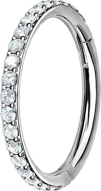 Star Piercing Micro Segmentring klappbar silber seitlich Kristalle silber (ohne Messing, Titan G23)