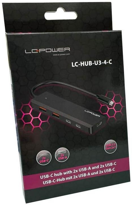 Produktbild LC-Power LC-HUB-U3-4-C 2xUSBA 1XUSB-C Black retail (USB-C, 4 Ports)