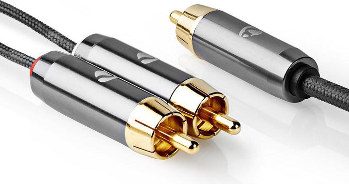 Produktbild Nedis Subwoofer Kabel | RCA | 2x RCA Stecker | Vergoldet | 3.00 m | rund | 4.5 mm | Grau / Gun Metal (3 m)
