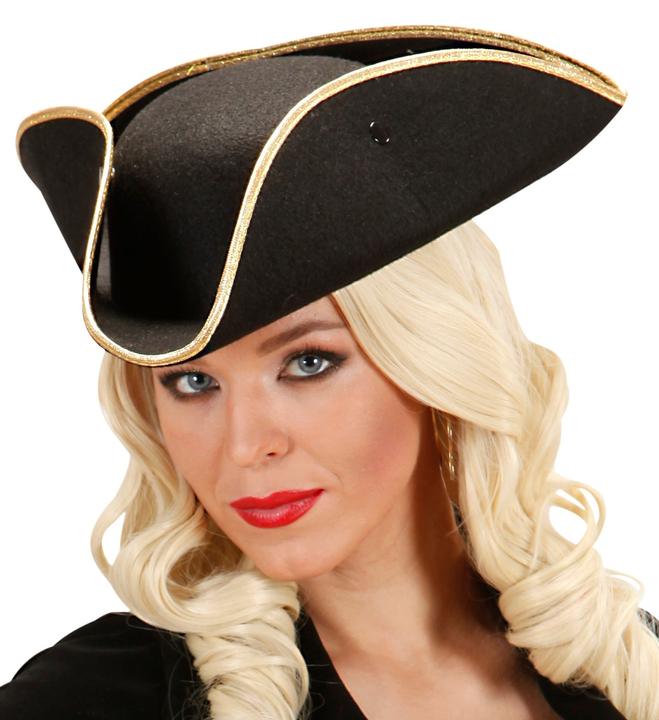Image du produit Widmann Tricorne Noir avec bord doré en feutre (Taille unique)