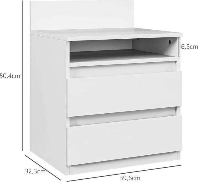 Image du produit Swisshandel24 2er-Set Nachttisch mit 2 Schubladen, Beistelltisch, Nachtschrank mit Ablage Weiss