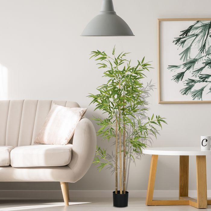 Actual product image Swisshandel24 Künstliche Pflanzen, Kunst Bambus, 180 cm Kunstpflanze mit 830 Blätter Grün (180 cm)
