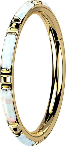 Produktbild Star Piercing Micro Segmentring klappbar vergoldet seitlich mehrere Opal streifen weiss (ohne Messing, Titan G23)