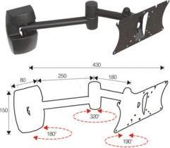 Actual product image OMB Bras écran TFT vesa pivotant Easy Three Black (Wall, 26", 20 kg)