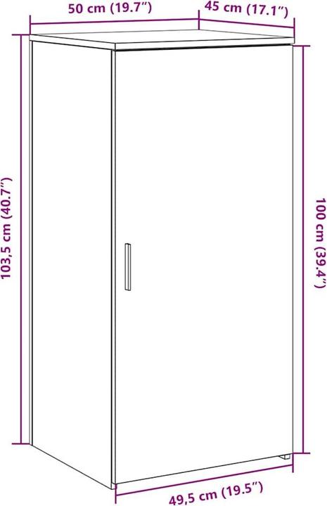 Produktbild VidaXL Lagerschrank Sonoma-Eiche 50x45x103,5 cm Holzwerkstoff Schrank