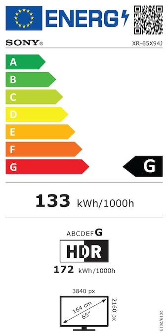 Energy Label Sony XR-65X94J (65", LCD, UHD, 2021)