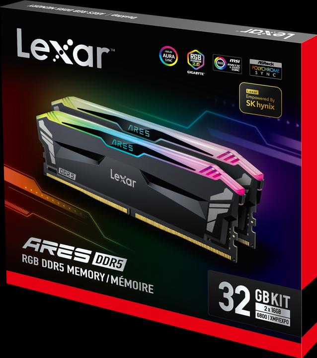 Produktbild Lexar Ares RGB (2 x 16GB, 6800 MHz, DDR5-RAM, DIMM)