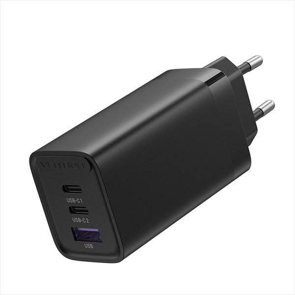 Image du produit Vention Chargeur mural 3 ports USB-A/USB-C - 65W, noir (65 W)