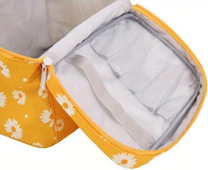 Produktbild Only-Bags.Store Daisy Print Makeup Tasche grosse Kosmetiktasche mit Pinselhalter Reise Make Up Tasche
