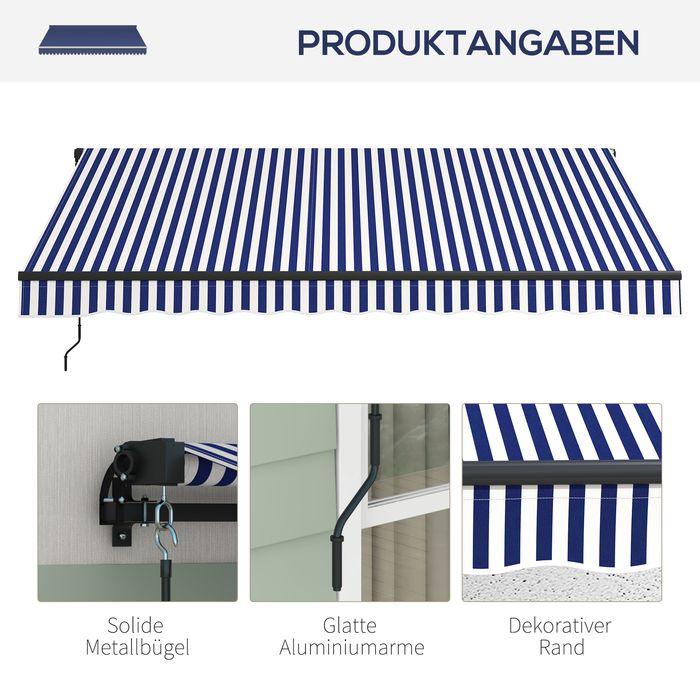 Actual product image Swisshandel24 3.5x3 m awning wall-mounted balcony awning with hand crank, sun protection, sun canopy aluminium (2.90 m)