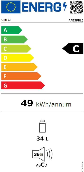 Label énergétique Smeg Style rétro FAB5RBL6 (34 l)