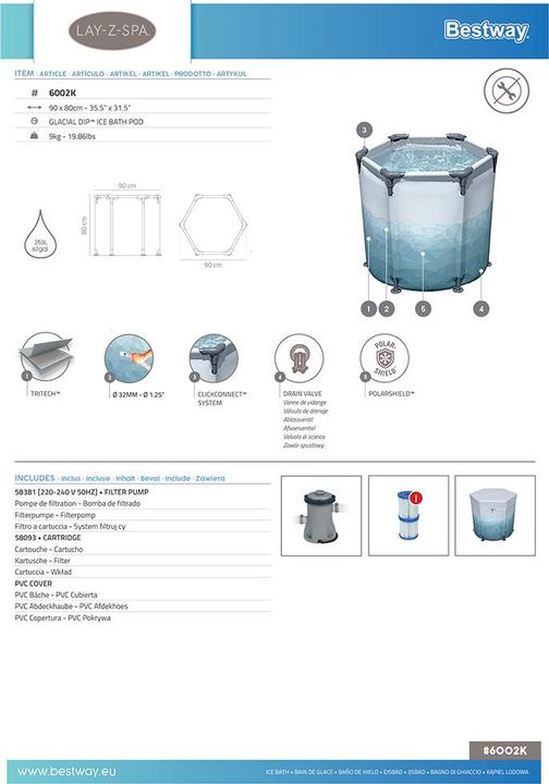 Produktbild Bestway Lay-Z-Spa Glacial dip Ice bath pod 90x80 (90 x 80 cm)