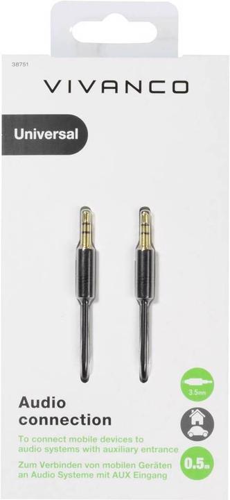 Produktbild Vivanco Klinke Audio Anschlusskabel (0.50 m, 3.5mm Klinke (AUX))