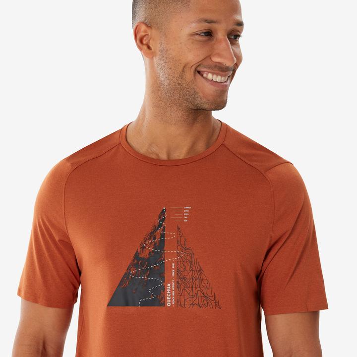 Actual product image Quechua Men’s Short-Sleeved Hiking T-Shirt MH500 - Brown (3XL)