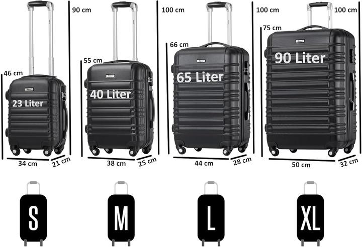 Immagine prodotto Zelsius 4-tlg. Hartschalenkoffer Set (Bagaglio a mano (fino a 50 litri), M (50 - 90l), L (90 - 115l))