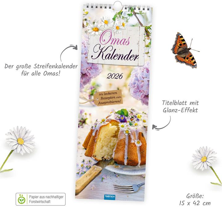 Actual product image TrötschMaxi-StreifenkalenderOmasKalender2026 (German)